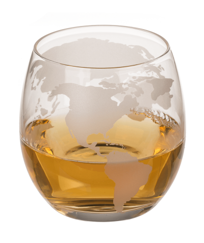 Диспенсър - Глобус с 2 чаши (стъклен)
