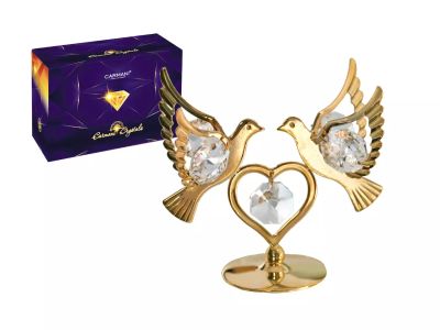 Влюбени гълъбчета - позлатена фигурка с кристали