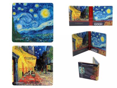 Подложки за чаша 2бр - "Звездна нощ" и "Kафене през нощта“ на Ван Гог