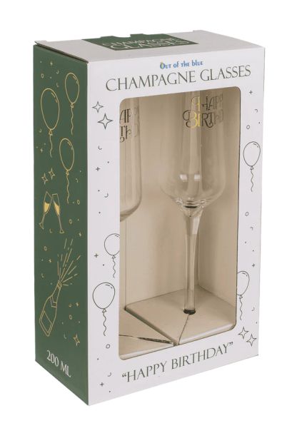 Два броя чаши за шампанско "Честит рожден ден!" 